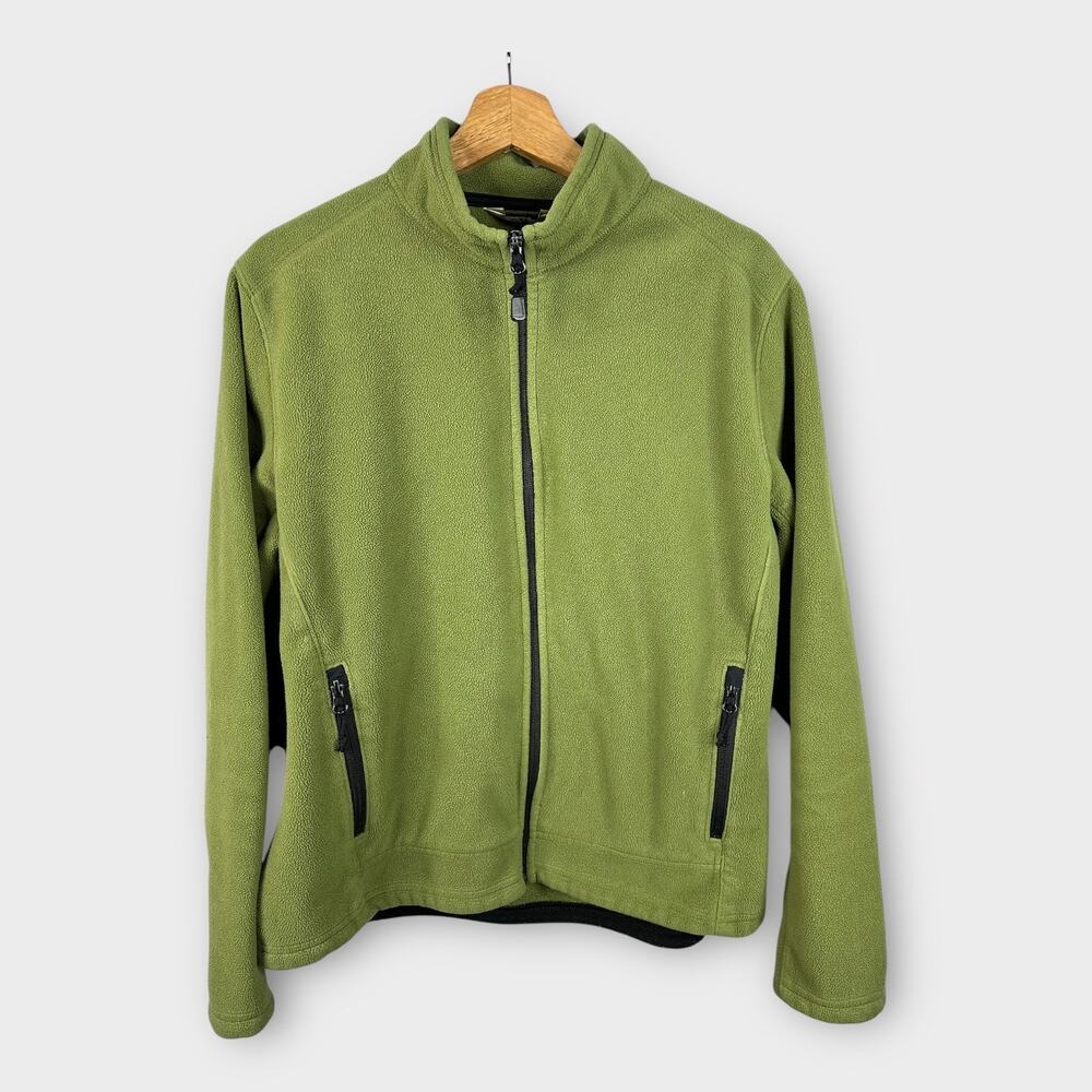 Eddie Bauer Women’s XL Polartec Wind Pro Green Fleece Zip‑Up Jacket Hiking